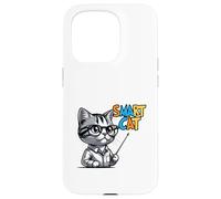 Cute Genius Cat Teacher Cartoon Illustration Case for iPhone 15 Pro