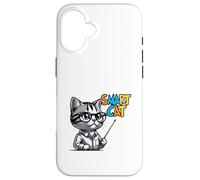 Cute Genius Cat Teacher Cartoon Illustration Case for iPhone 16