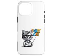 Cute Genius Cat Teacher Cartoon Illustration Case for iPhone 16 Pro Max
