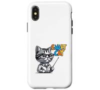 Cute Genius Cat Teacher Cartoon Illustration Case for iPhone X/XS