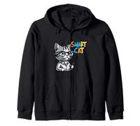 Cute Genius Cat Teacher Cartoon Illustration Zip Hoodie