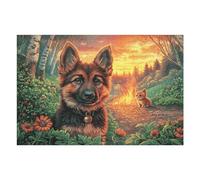 Cute German Shepherd 1000 Piece Jigsaw Puzzle for All Ages Magical Cosmic Creatures Jigsaw Evening Wind Down Activity Challenging Fun Home Decor Stress Relief 1000 PCS