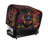 Cute German Shepherd Dog Flowers Toaster Cover 2 Slice Toaster Cover, Dust Cover Kitchen Small Appliance Cover