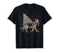 Cute German Shepherd Dog in a Christmas Tree for Men Women T-Shirt