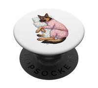 Cute German Shepherd Dog Sleeping in Pajamas Bedtime Art PopSockets Adhesive PopGrip