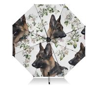 Cute German Shepherd Dogs Travel Umbrella Collapsible Reverse Travel Umbrella for Rain Rain Large 8 Ribs Portable UV Umbrella Automatic for Women Men