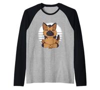 Cute German Shepherd Meditating Dog Yoga Zen Raglan Baseball Tee
