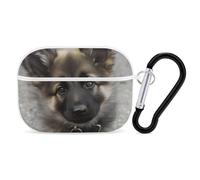 Cute German Shepherd Puppy AirPods Pro 2 Case Cover, Shockproof Hard Shell Protective Case for Women Men, Compatible with Airpod Pro Case 2nd/1st Generation with Keychain-White