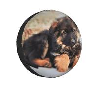 Cute German Shepherd Puppy Christmas Single Axle Wheel Covers,Fits Tires Single Buckle For Rvs,Trucks,All Year Round