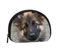 Cute german shepherd puppy Coin Purse, Mini Wallet for Women Men Gifts Change Bag with Zipper Shell Shaped Small Coin Bag Travel Organizer Change Storage Pouch for Cash, Cards, Keys, Lipstick