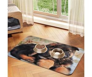 cute german shepherd puppy Patterned Pet Feeding Mat with Water-Absorbing PU Top & Rubber Base - Anti-Slip Dog Cat Food Mat for Cats, Dogs & Pets, 40x60cm