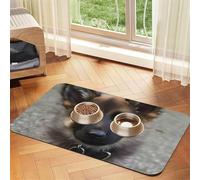Cute German Shepherd Puppy Pet Feeding Mat 40x60cm, Absorbent Dog Mat for Food and Water Bowl, PU Leather Cat Food Mat Waterproof Dog Bowl Mats Quick Dry Pet Placemats-No Stains