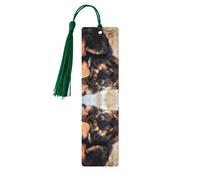 Cute German Shepherd Puppy Print 5pcs Wooden Bookmarks with Tassels, Reading Page Markers Book Marks, Gifts for Men Women