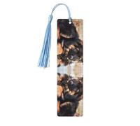 Cute German Shepherd Puppy Print 5pcs Wooden Bookmarks with Tassels, Reading Page Markers Book Marks, Gifts for Men Women