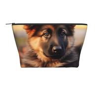 Cute German Shepherd Puppy Print Makeup Bag Trapezoid Travel Cosmetic Organiser Stylish Storage for Beauty & Gifts for Women Girls