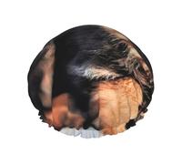 Cute German Shepherd Puppy Print Shower Cap, Lined Shower Cap For Women Reusable, Double Layer Waterproof Bath Cap