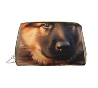 Cute German Shepherd Puppy Printed Makeup Bag for Women Portable Leather Make up Bag Travel Zipper Cosmetic Bags Organizer