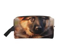 Cute German Shepherd Puppy Printed Makeup Bag Travel Portable Cosmetic Bag Large Capacity Makeup Case Toiletry Handbag Organiser for Women