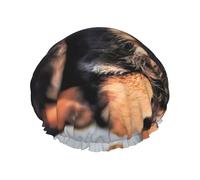 cute german shepherd puppy Printed Reusable Bathing Cap, Dual Layer Hair Cover For Long Thick Hair, 10.6in Headgear