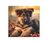 cute german shepherd puppy Printed Square Jigsaw Puzzle 16x16 CM, Puzzle Challenging Game for Adults Gifts, Family Fun Decorative Wall Decor