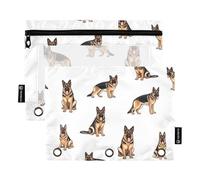 Cute German Shepherds White Pencil Case Clear Pencil Bags with Zipper for School Classroom Organizers, 2 Pack