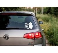 Cute Get Off My Tail Quote Waterproof Decal - Gifts for Cat Lovers - Car Stickers - Motorhome Stickers - Bike Stickers - Caravan Decals (White)
