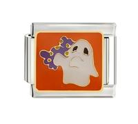 Cute Ghost 9mm Stainless Steel Italian Charm for Women Unisex Halloween Cartoon Enamel Italy Style Charms Compatible with Nomination Bracelet Adjustable DIY Accessories Jewelry (Candy)