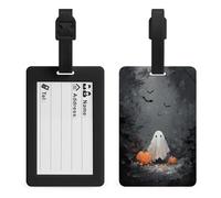 Cute Ghost and Pumpkin in The Woods Luggage Tags Bag Travel Tag