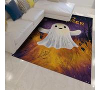Cute Ghost Area Rugs for Nursery Mysterious Forest Burning Plant Pattern Carpet Non Slip Rubber Backing Floor Mat for Kitchen Bedroom 160x230cm