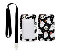 Cute Ghost Badge Holder with Black Lanyard, ID Holder, Vertical ID Cards Protector for Teacher, Vertical Cards Protector for Men, Paramedic Accessories Nurse Accessories Work