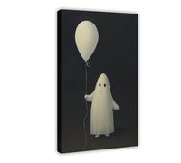 Cute Ghost Balloon Gothic Funny Holiday Decorations Canvas Poster Bedroom Decor Landscape Office Room Decor Gift 12x18inch(30x45cm)