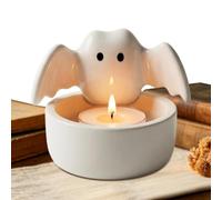 Cute Ghost Bat Ceramic Tea Light Holder | Spooky Halloween Candle Vessel