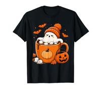 Cute Ghost Bath Hot Chocolate Orange Bobble Hat Spooky Ghost Value Graphic T-Shirt