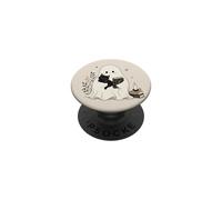 Cute Ghost Black Cat Book Spooky Bookish Halloween Aesthetic PopSockets Adhesive PopGrip