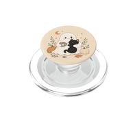 Cute Ghost Black Cat Coffee Spooky Boo Halloween Cozy Art PopSockets PopGrip for MagSafe
