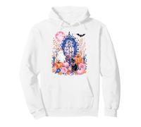 Cute Ghost Black Cat Gothic Window Floral Halloween Art Pullover Hoodie