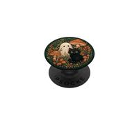 Cute Ghost Black Cat Mushroom Cottagecore Autumn Floral Art PopSockets Adhesive PopGrip