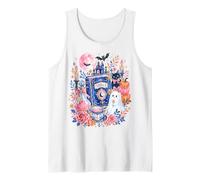 Cute Ghost Black Cat Spell Book Pumpkin Halloween Art Tank Top