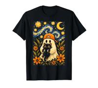 Cute Ghost Black Cat Spooky Halloween Starry Night Kids T-Shirt