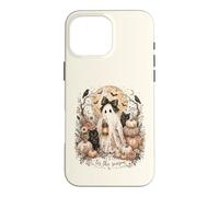 Cute Ghost Black Cats Floral Tis The Halloween Season Design Case for iPhone 16 Pro Max