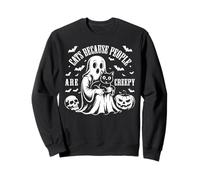 Cute Ghost Boo! Cats Because People are Creepy Cat Halloween Sweatshirt