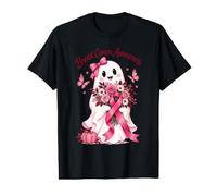 Cute Ghost Breast Cancer Awareness Pink Bow Halloween Women Value Graphic T-Shirt