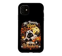 Cute Ghost Cat "My Favorite Boo Has Whiskers" Spooky Art Case for iPhone 11