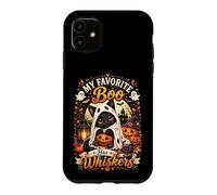 Cute Ghost Cat "My Favorite Boo Has Whiskers" Spooky Art Case for iPhone 11