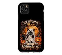 Cute Ghost Cat "My Favorite Boo Has Whiskers" Spooky Art Case for iPhone 11 Pro Max