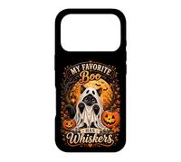 Cute Ghost Cat "My Favorite Boo Has Whiskers" Spooky Art Case for iPhone 17 Pro