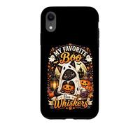 Cute Ghost Cat "My Favorite Boo Has Whiskers" Spooky Art Case for iPhone XR