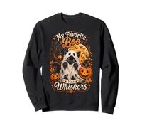 Cute Ghost Cat "My Favorite Boo Has Whiskers" Spooky Art Sweatshirt