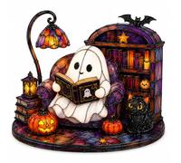 Cute Ghost Christmas Ornament for Book Lovers and Readers, Bookish Ornament with a Cozy Gothic Library and Halloween Style, Fantasy Gift for Women and Unique Holiday Decoration for Christmas 2026