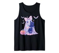Cute Ghost Coquette Pink Bow Black Cat Kawaii Pastel Girl Tank Top